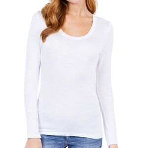 NWT- Women's LS Rayon Round Neck Top, Off White
